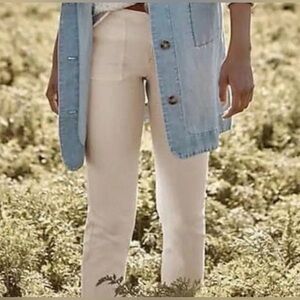 J.Jill High Rise Straight Leg Fringe Hem Ankle Jean